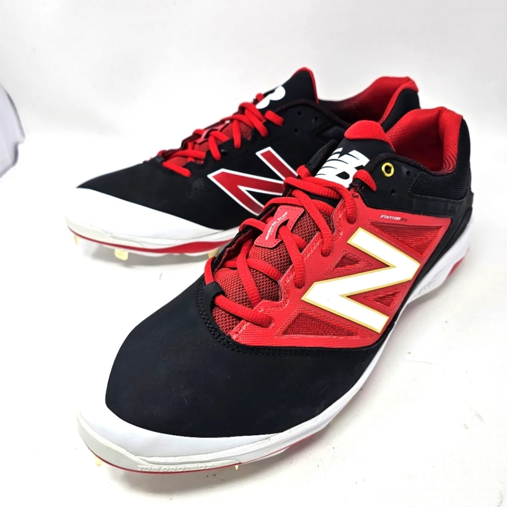 New Balance L4040BR3 Black Red White Men's Baseball Metal Cleat Size 16 No Box.‎